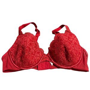 Wonderbra Red Lace Underwire Bra 38C Floral Design Comfortable Fit